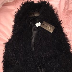 Black Fuzzy Vest